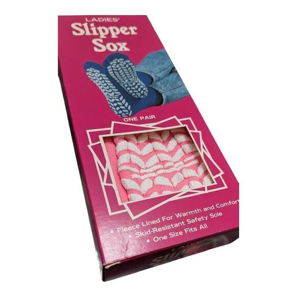 Vintage Ladies Slipper Socks Pink OSFA Kentucky Derby Hoosery Company - Picture 2 of 3